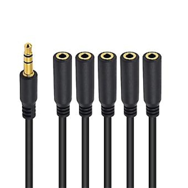 3,5 mm TRS Han til 6-Port 3,5 Hun Jack Hovedtelefon Splitter Kabel Stereo AUX Audio Adapter til PC T