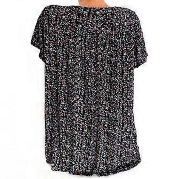 Dam Plus Size Tryckt Kortärmad T-shirt V-ringad Topp Sommar Ledig Lös (M grön)