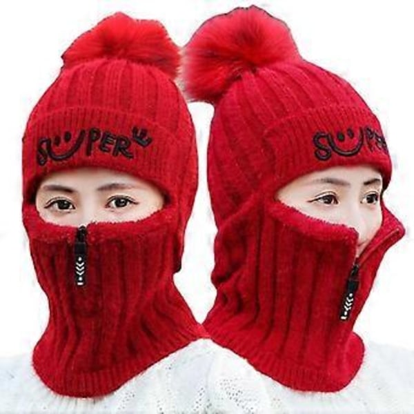 2-pack Hatt Dam Vinter Stickad Öronskydd Ullhatt Varm Tjock Sammet Koreansk Version Trendig Höst Och Vinter Ridning