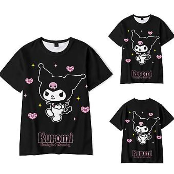 Kuromi Kawaii -tyylisen anime-paita naisille ja teineille, lyhythihainen, pyöreäkauluksinen, Harajuku-muoti T-paita (L)