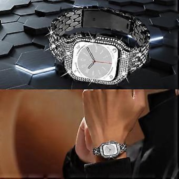 Typ A för Apple Watch Series 6 5 4 SE (2022) SE 40mm Klockarmband Rostfritt Stål Strassdekor (Stil A)