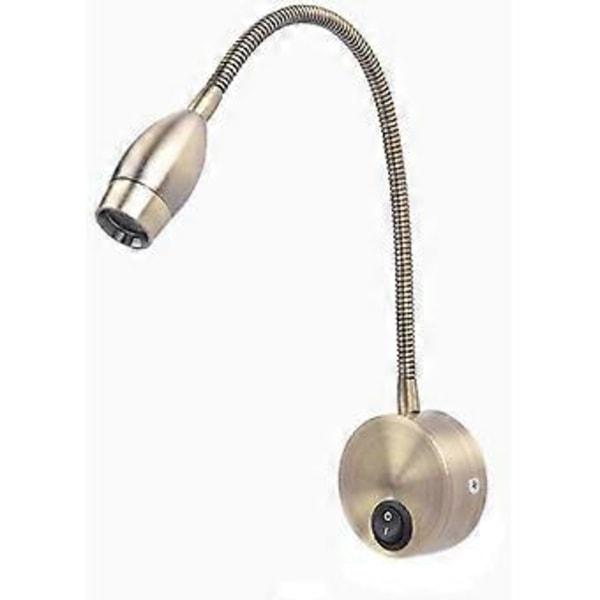 Fleksibel vægmonteret læselampe/natlampe med switch, 1 * 3 Watt Cree LED, Bronze (1 stk., brun)