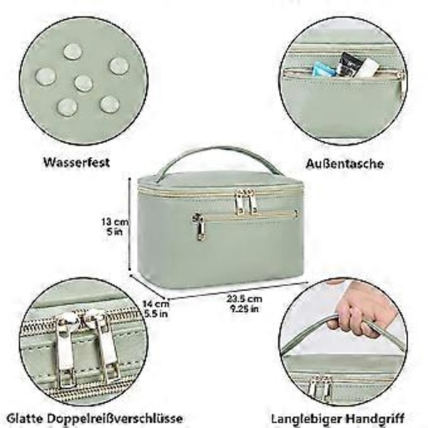 Kosmetiktaske Dame Rejse Makeup Taske Stor Makeup Taske Organizer med Børsterum Toilet Taske PU Læder Bærbar Makeup Taske