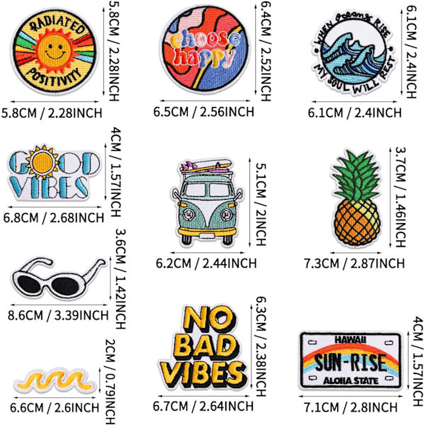 10 stk. strygejern på patches og seje broderede strygejern på patches til