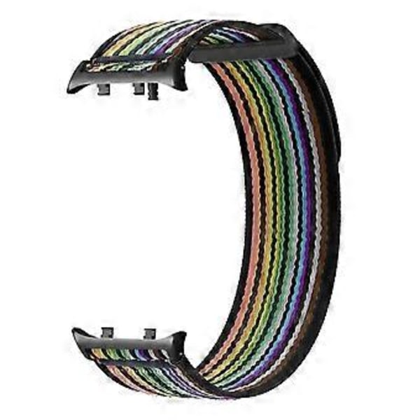 För Huawei Watch D2 Nylon Klockarmband Justerbart Ersättningsarmband - Svart/Regnbåge (Svart/Regnbåge)