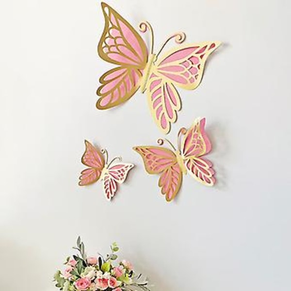 12 stk. Skinnende Butterfly Vægstickers Dobbeltsidede Dekorative Vægstickers Til Fester Bryllupper Jubilæer (A)