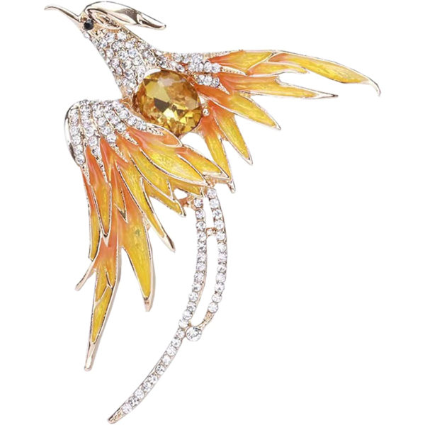 Färgglad kristall strass fenix brosch, handgjord emalj kavajslag brosch stift söt fenix fågel djur brosch premium dålig
