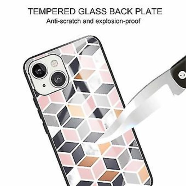 Til Iphone 13 Mini Marmor Hærdet Glas Bagcover TPU Kant Case (hcbl-25) (HCBL-15)