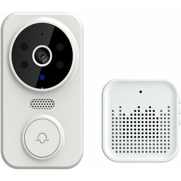 Hvid trådløs videodørklokke, smart hjem wifi dørklokke O