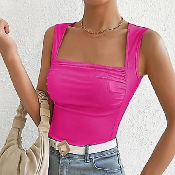 Smykkeslim Ribbet Stretch Tanktopp Stilig Komfortabel Behagelig Topp for Shopping Dating (XL Svart)