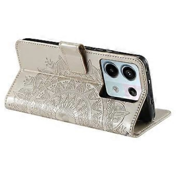 Til Xiaomi Redmi Note 13 Pro 5G/Poco X6 5G Etui Mandala Blomst Læder Wallet Cover (Guld)