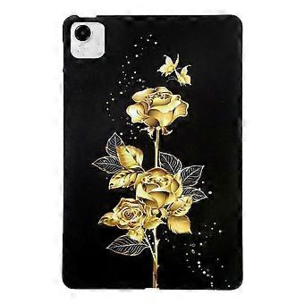 För Honor Pad X9a TPU Skal Mönstertryck Slim Tablet Skyddsfodral (Gyllene Fjärilsros)