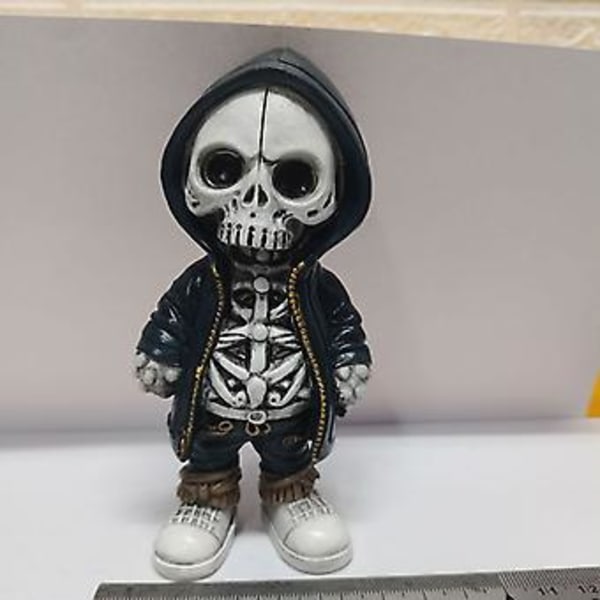 1 kpl 2023 Uusi Kylmä Luurankohahmo Resin-käsityö Suloinen Pieni Luuranko Muistomerkki Keräily Halloween-koriste Autokoriste (Musta)