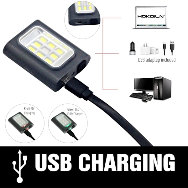 Utendørs nattløpslys, 2-pak LED-løpslys for løpere med oppladbart batteri for camping, fotturer, løping, jogging, utendørs eventyr