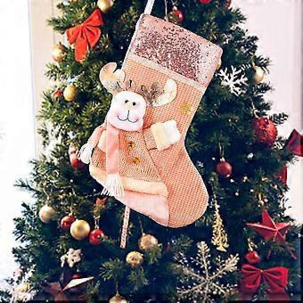 1 stk Julegaveposer Julepynt Vintage Stil Snømann Rein Henge Mantel Juletre