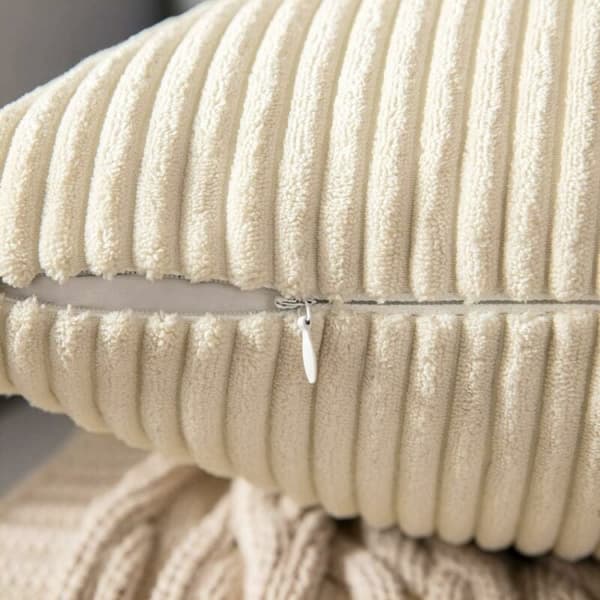 Sæt med 2 45x45cm Beige Dekorative Fløjls Pudebetræk Sofa Sof