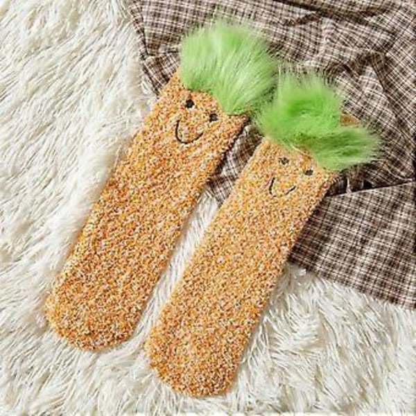 Dam Fuzzy Socks Mysiga Fluffiga Toffelstrumpor Söta Mjuka Vinter Varma Sovkstrumpor (G)