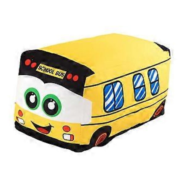 Myk Plysj Skolebuss Utstoppet Bil Leke Foto Rekvisitter Kosete Dekor Bursdagsgaver Putepute for Soverom Reise Bil Sofa (gul 20cm)