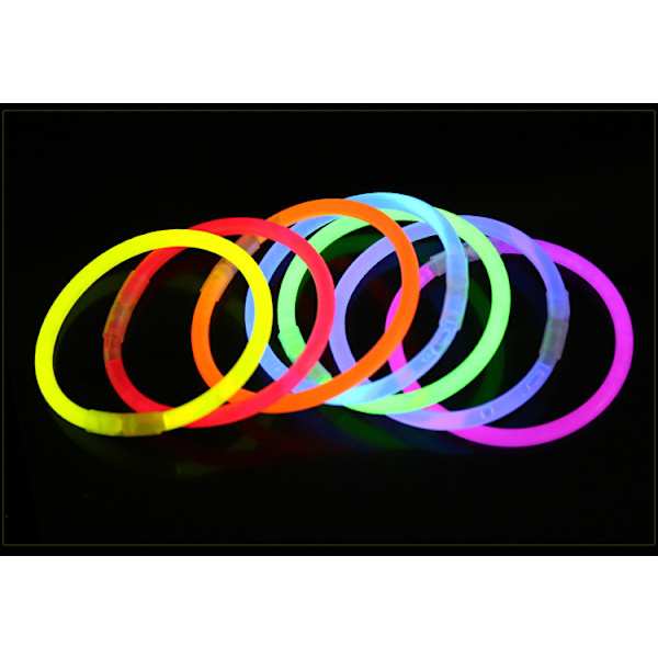 100 stk. Lysende Fluorescerende Armbånd + 100 stk. Konnektorer - Pre