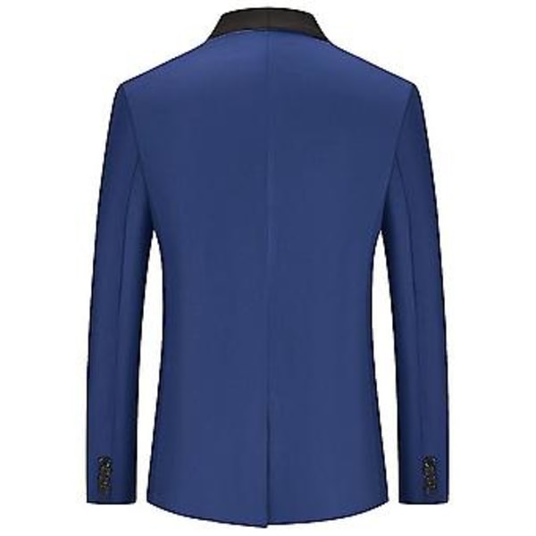 Herre Colorblock Shawl Collar Flap Pocket Slim Fit Business Suit Jakke (Lyseblå)