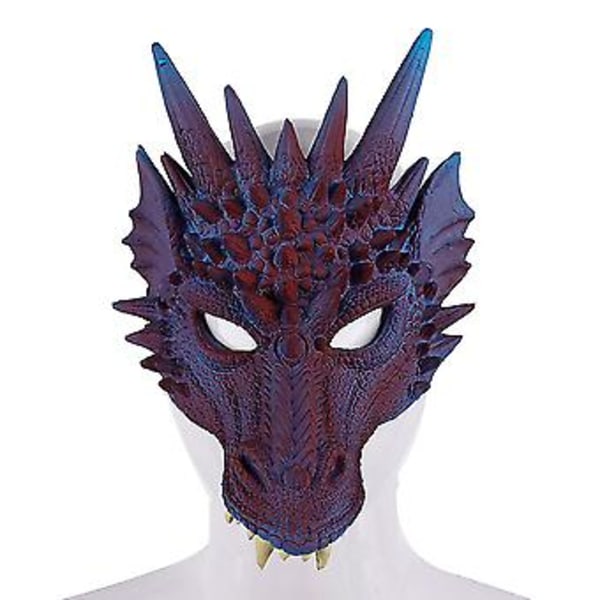 Dragermaske Karneval Cosplay Kostume Halloween Kostumer Dekoration (Blå Lilla)
