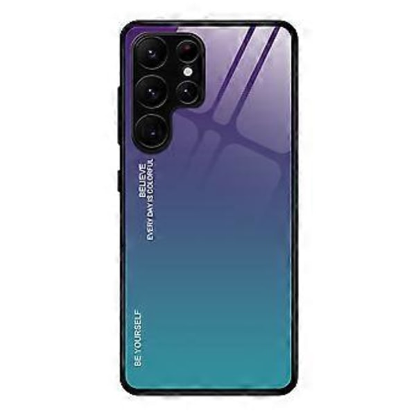 Skal för Samsung Galaxy S25 Ultra Gradient Färg Härdat Glas+TPU Mobilskal - Lila/Blå (Stil D)
