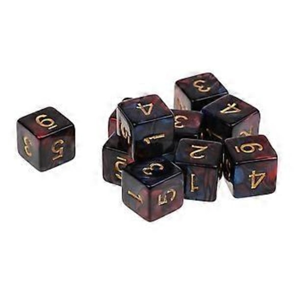10 KPL D6 Monitahoiset Nopat DND-peliin (Sininen Punainen)