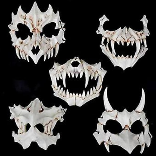 Halloween Demon Maske Karneval Varulv Skallemaske Cosplay Kostumer Anime Cosplay Maske Ansigt Hovedbeklædning Gyser Party Rekvisitter (C)