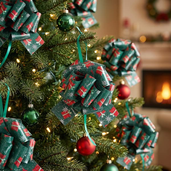 24 julklappsrosetter - julklappsinslagning dekoration streamers