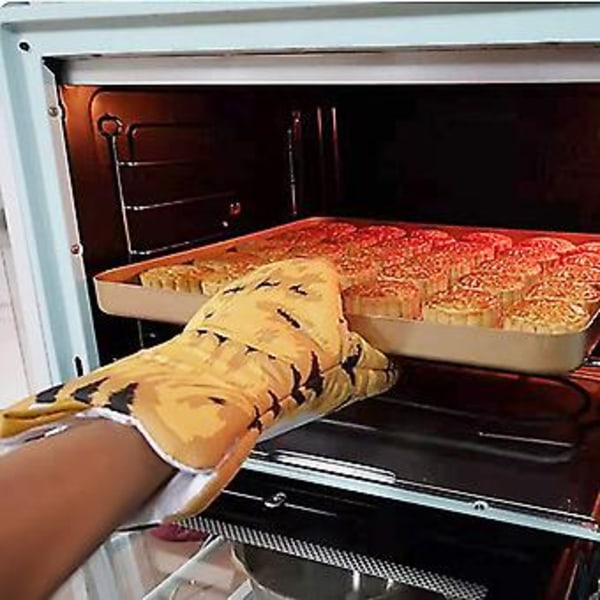 Vantar Kattunge Katt Tass Design Värmebeständiga Ugnsvantar Tjockt Bomullsfoder Matlagning Bakning Grytlappar Mikrovågsugnsvantar BBQ Grillning Köksredskap