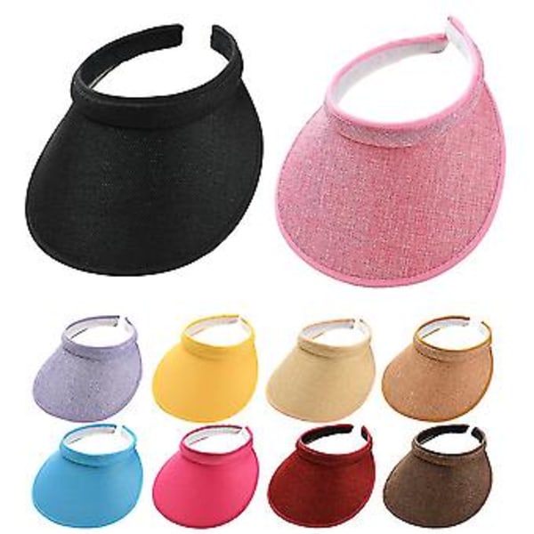 Slip-on Visor Solhat Til Voksne Og Børn Bomulds-Linned Klæde Dækket Twill Kasket Udendørs Hovedbeklædning Udendørs Hat Solbeskyttelse -c ( Lyseblå)