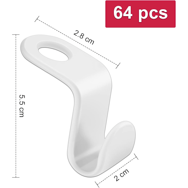 64 stk. bøjlekrog, forlængerklemme, pladsbesparende forbindelseskroge