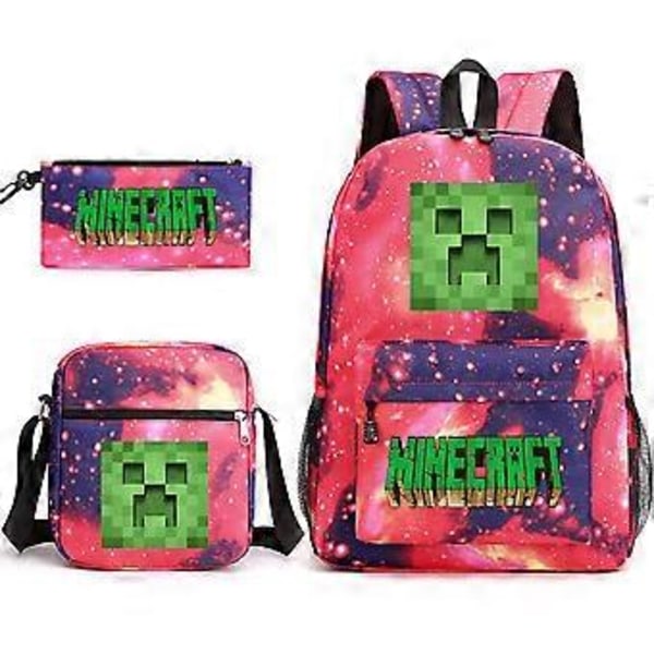 Minecraft Koulukassit, Kynäkotelo ja Olkalaukku, Kolmiosainen Sarja _07