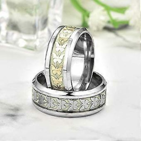 Glødende Ringe Til Kvinder Mænd Rustfrit Stål Sommerfugl Venus Orb Ring Gløder I Mørket Ring Trendy Søde Ringe Til Mænd Sarte