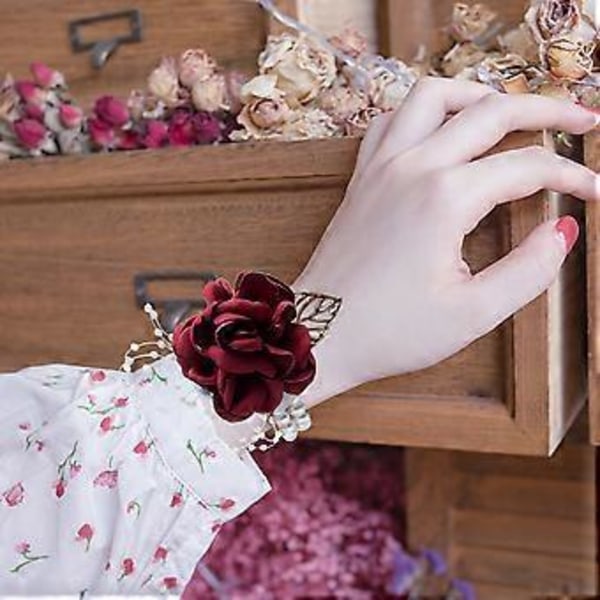 6 stk. Kunstige Blomst Corsage Smukke Falske Blomst Brosche Brud Brudepiger Corsage Bryllupsblomster Tilbehør Prom Dekorationer (grå)