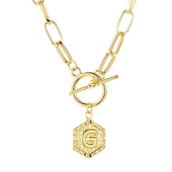 StatementHalsband 26 Engelska Bokstäver Hänge Kedja Retro Pappersklämma Halsband Hexagon G