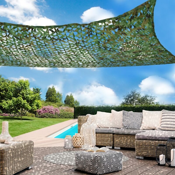 Rektangulær skygge sejl camouflage skygge design 3x5 M grøn ternet