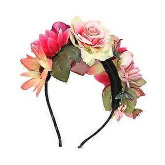 Boho Blomsterkrone Blomsterhodebånd Hårkrans Bryllupsbrud Hodeplagg (Rosa)