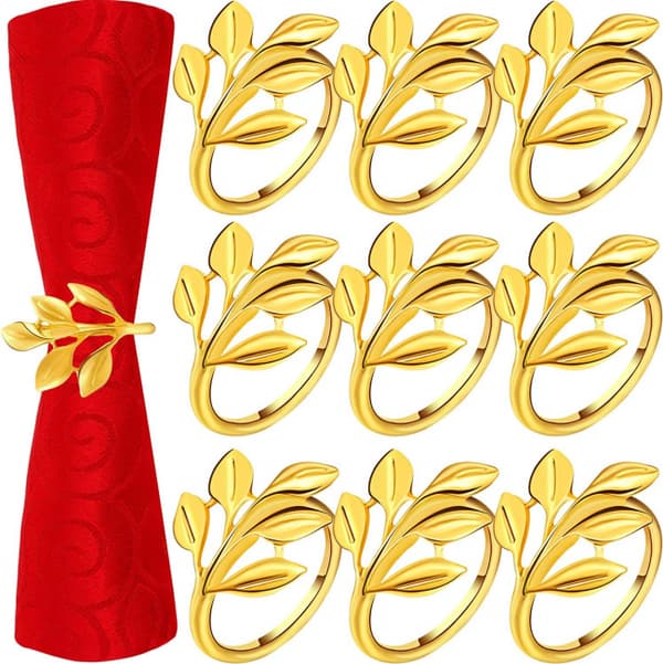 20 stk. Guld Servietringe - Runde til Bordservietter Efterår