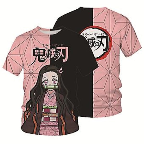 Unisex Demon Slayer T-shirt med tryckta tecknade figurer - Casual kortärmad topp, present (L Kamado Nezuko)