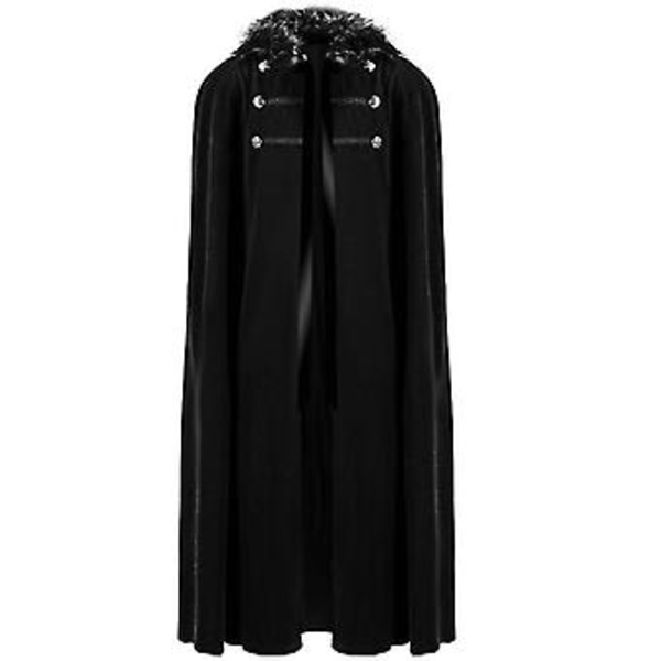 Halloween Kappe til Mænd og Kvinder i Uld - Retro Ensfarvet Steampunk Kappe (Sort)