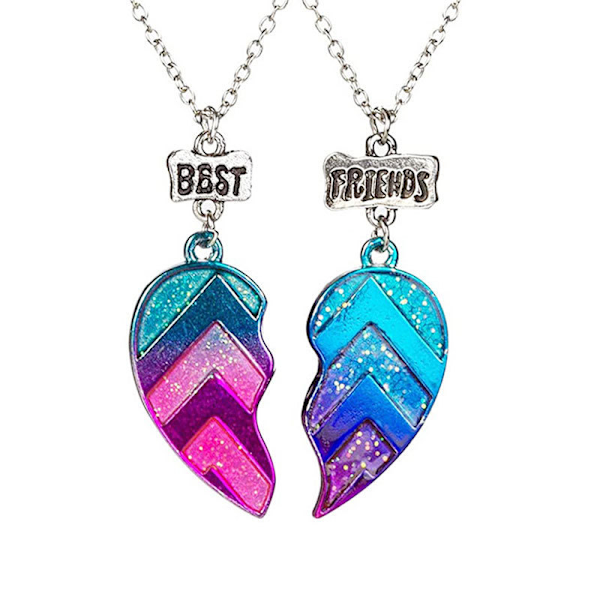 2pcs/set BFF Necklaces and Bracelets Best Friends Half Heart Pendant C