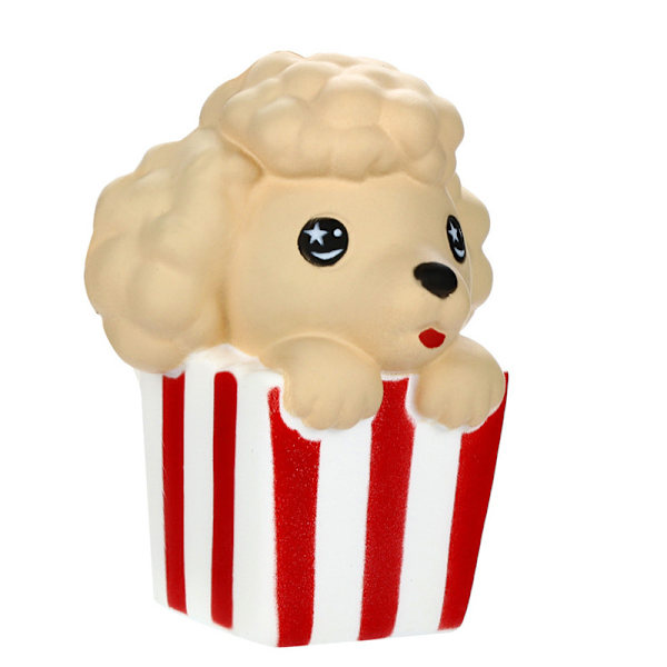 Popcorn hund stressboll (ca 12cm hög), långsamt stigande och