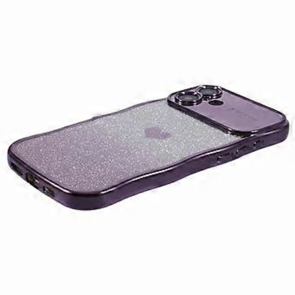 Skal till iPhone 16 Plus Kärlekshjärta Gradient Glitter TPU Telefonfodral Elektropläterad Krullig Ram (Stil F)