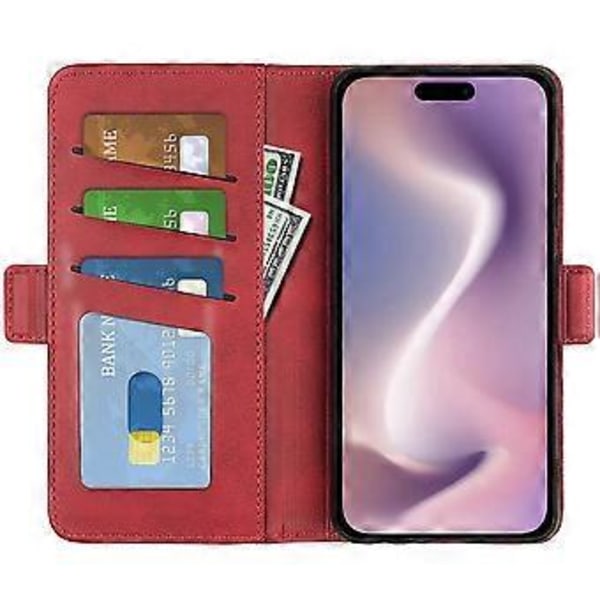 Til iPhone 16 Plus Etui Folio Flip Læder Wallet Stand Telefon Cover (Style C)