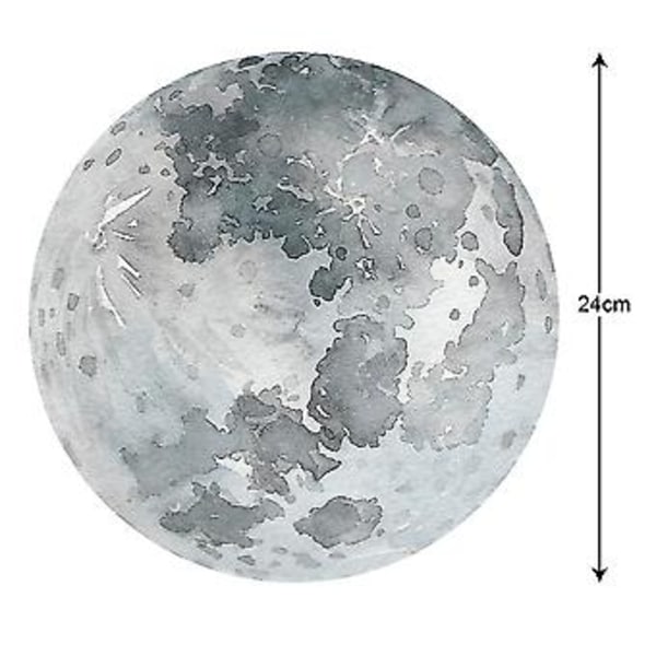 Planet Astronaut Veggklistremerker Rom Barnas Soverom Dekal Dekor Stjerner Meteor Noctilucent Klistremerke (Måne 24*24cm 1 Stykke)