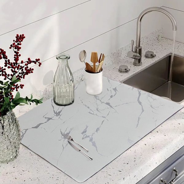 Opløbsmåtte til opvask, absorberende opvaskemåtte 30×40cm, skridsikker Di