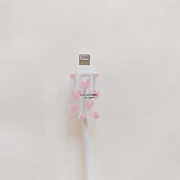 Rosa kärlekshjärta silikon mjuk dammtät bit sladd linje usb-kabel laddningshuvud lindare fodral skydd för apple iphone 18/20W (Stil 11)