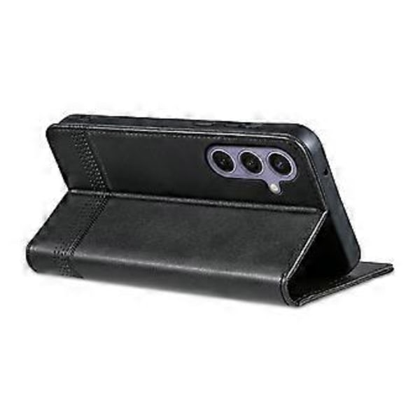 AZNS Etui til Samsung Galaxy A56 5G, PU-læder med kohudtekstur, tegnebog telefoncover - Sort (Sort)