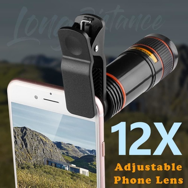 Phone Camera Lens Kit 12X Telephoto, Monocular Telescope with Fix